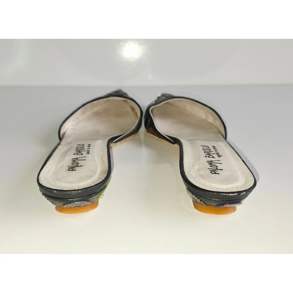 PALOMA BARCELO Leather Pointed Toe Mules Multicolor Circle Accents Sz 41 10.5 - Picture 7 of 11